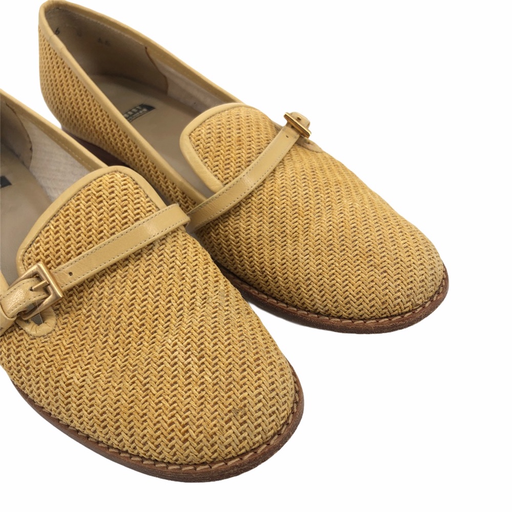 Vintage Stuart Weitzman Golden Straw Loafers 8AA - Picture 3 of 14